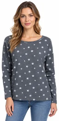 Produktbild von Damen Langarmshirt ONLY Christina Grau mit Sternenmuster Baumwoll-Mix Casual M