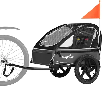 Produktbild von Sepnine Faltbarer Fahrradanhänger für 1-2 Jahre, 12 Monate, Schnellbefestigung am Fahrrad, faltbar mit 5-Punkt-Gurt und Aufbewahrungstaschen