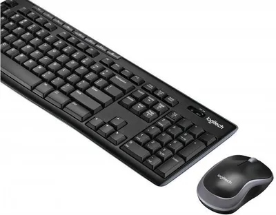 Zdjęcie produktu dla Logitech MK270, Pełnowymiarowy (100%), Przewodowa, RF Wireless, AZERTY, Czarny, Dołączona myszka