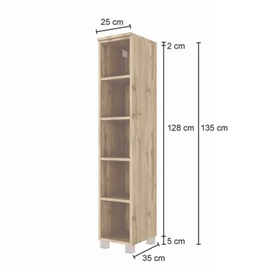 Produktbild von Badezimmer Regal 25 cm HEERLEN-03 in Wotaneiche Nb., B/H/T: ca. 25/130/35 cm
