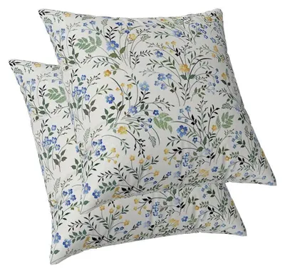 Immagine prodotto di Copertura per cuscino, motivo floreale, fiore blu, 50x50 cm, set da 2, poliestere