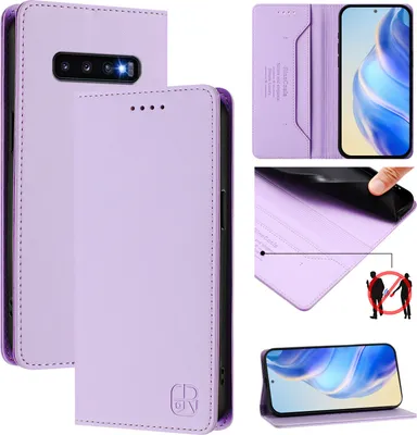 Produktbild von Lederhülle für Samsung Galaxy S10+ Hülle Flip Brieftasche Kartenfächern Ständer Schutzhülle Violett