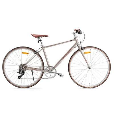Immagine prodotto di ROCKBROS ATS Citybike Retro, bicicletta da città in alluminio con manubrio piatto, ruote da 700C, 10 velocità, ideale per il pendolarismo, freni a cerchio, colore marrone, taglia S