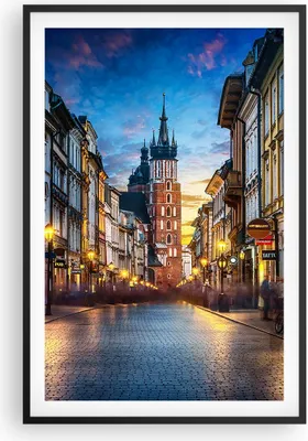 Produktbild von Gerahmtes Poster - Schwarzer Rahmen - Krakau Kirche Mariacki - 61x91,5 cm - Wand Bild - Wanddeko - Wandbilder - Kunstposter - Wandposter - Bilderrahmen - Bilder - Kunstdruck - P2BPA61x91-4722