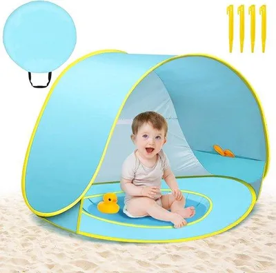 Imagen del producto de Sombrilla automática con protección UV 50+, ideal para viajes, familias y excursiones a la playa
