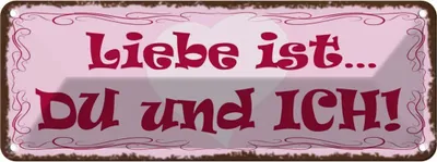 Produktbild von vianmo Blechschild 10x27 cm Liebe ist Du und Ich Herz Dekoration