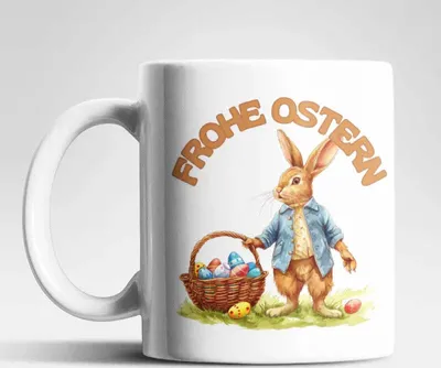 Produktbild von Ostern Hase Ostereier Kaffeetasse Teetasse Tasse Geschenkidee 325 ml – Hase-04