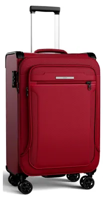 Produktbild von Erweiterbarer Weichschalenkoffer - Handgepäck Koffer klein 55x38x23cm, wasserfester Stoffkoffer Trolley, 48 Liter, Dunkelrot