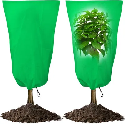 Obrázok produktu pre Zimná ochrana rastlín - Vysokokvalitný fleece so zipsom a šnúrkou - Vhodný pre stromy a rôzne rastliny, 3 kusy, zelený, 100cm*120cm