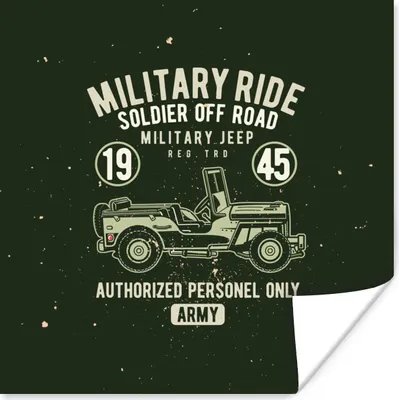 Produktbild von MuchoWow® Poster Mancave - Auto - Jeep - Oldtimer 50x50 cm - Wohnzimmerdekoration