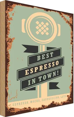 Produktbild von vianmo Holzschild 18x12 cm Kaffee best espresso in town! Essen Trinken