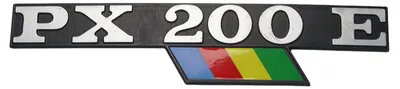 Obrázok produktu pre Emblém PX 200 E RMS, štvorcový, 2 kusy, rozmer 145 x 32 mm, pre skúter Vespa PX 200, dvojtaktný motor VSX1T