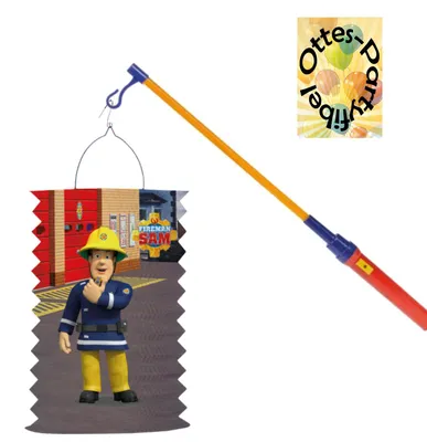 Produktbild von Feuerwehrmann-Sam-Laternen-Set Zuglaterne Lampion Sam + LED Laternenstab Leuchtstab