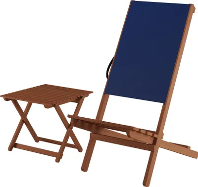 Produktbild von Blauer Strandstuhl Partystuhl Wikingerstuhl Schwedenstuhl Anglerstuhl wählbares Set XXL V-10-364Einzelstück mit Tisch