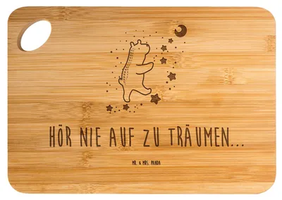 Produktbild von Mr. & Mrs. Panda Hackbrett Bär Träume - Transparent - Geschenk, Schneidebrett, Teddy, Frühstücksbrett, Brett, Holzbrettchen, Träumen, Traumdeutung, Holzbrett, Traum