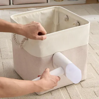 Produktbild von Aufbewahrungsboxen für Spielzeug und Kleidung - Multifunktionale Organizer (30 x 30 x 30 cm, grau-rosa)
