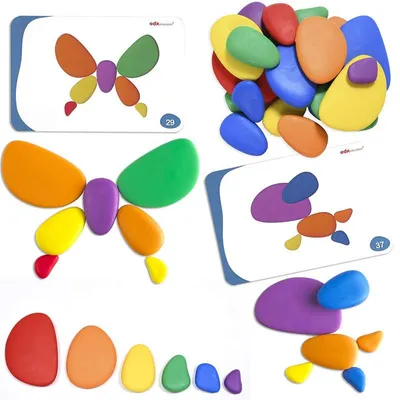 Produktbild von Regenbogen‑Steine Puzzle, 78‑teiliges Montessori Spielzeug für Kinder, Kreatives Stapeln & Formenlegen, Lernspiel ab 3 Jahren mit Motivkarten