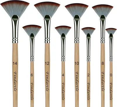 Produktbild von Fächerpinsel Set 8 Stück, Nylon, für Künstler, Größen 0 bis 14, Holzgriff