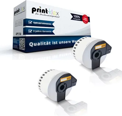 Produktbild von Print-Klex 2x Kompatible Etiketten-Rollen kompatibel mit Brother P-Touch DK-N55224 P-Touch QL 580 Series P-Touch QL 650 TD P-Touch QL 700 P-Touch QL 710 W P-Touch QL 720 NW DKN55224 DK N55224 54 mm 30,48m Büro Eco Serie