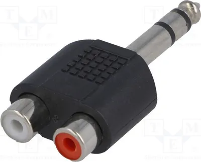 Immagine prodotto di 1 adattatore con connettore jack da 6,35 mm, 2 connettori RCA, adattatore audio-video stereo e riduttore