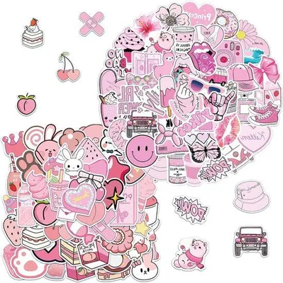 Produktbild von Pink Sticker Set für Laptop und Reisegepäck