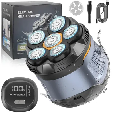 Image de Rasoir électrique - Rasoir pour le visage et la tête - Rechargeable - Sans fil - Écran LED - Étanche - Têtes de coupe magnétiques