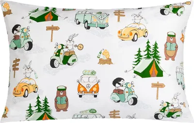 Zdjęcie produktu dla Poszewka bawełniana - 40x60 cm - biała, zielona, brązowa