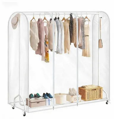 Produktbild von Kleiderständer Abdeckung mit Reißverschluss, Transparente Kleidersäcke, Staubschutz Aufbewahrungstasche, Wasserabweisend, 150 x 50 x 150 cm