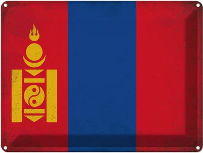 Produktbild von vianmo Blechschild 30x40 cm Mongolei Mongolia Flagge Fahne Wappen