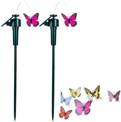 Produktbild von 2 Schmetterlinge, Schmetterlingsgarten, solar-/batteriebetriebene, fliegende Schmetterlinge für Garten, Pflanzen und Blumen