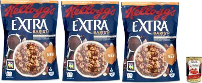Produktbild von Cereali Extra "Barista Edition" | Probieren Sie Kaffee und Schokolade | breakfast Cereals, Müsli mit knusprigem Hafer | 3x 350g + Italian Gourmet polpa 400g