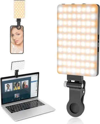 Image de Lampe portable pour selfies avec 80 LED, 3 modes, noire, rechargeable