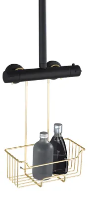 Image de WENKO Douche Caddy Milo Étagère Suspendue Or Inoxydable Acier inoxydable Shampooing