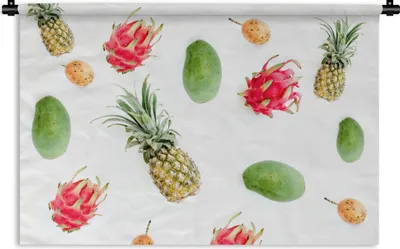 Produktbild von MuchoWow® Wandteppich Wandbehang Tropisch - Obst - Ananas 90x60 cm Tapisserie Dekoration Wandtuch - Wandskulpturen - Bildteppich
