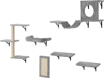 Produktbild von Kletterwand für Katzen - Wandliege Katzenbett - Katzenregal 6er-Set - Katzenmöbel für mehr Spielspaß