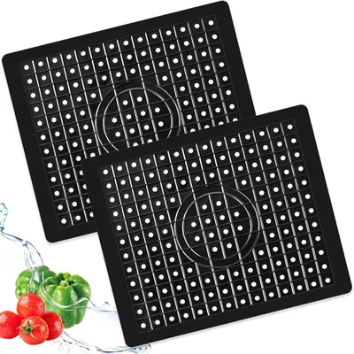 Obrázek produktu pro Odkapávací podložka do dřezu - Pryž - Černá - 2 ks - 31 x 26 cm