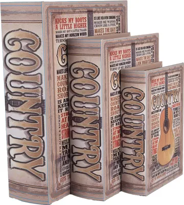 Image de Clayre & Eef Boîte de rangement 3 livres 27 /22 /17 cm Bois beige