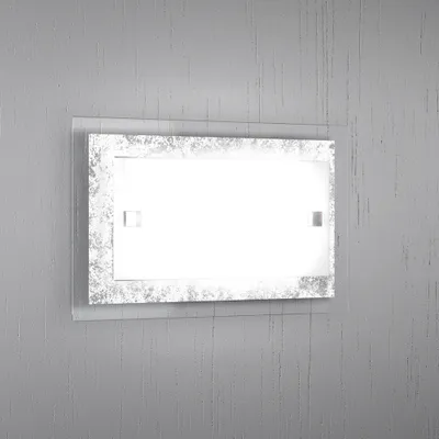 Immagine prodotto di Applique Moderna Tray Metallo Bianco Vetro Foglia Argento 1 Luce E27