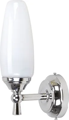 Produktbild von Design Wandleuchte Bad aus verchromtem Messing Glas Schirm rostfrei E14 LITSA Wandlampe Badleuchte