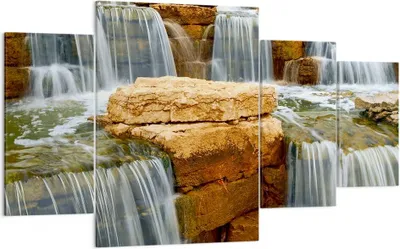 Produktbild von Bild auf Leinwand - Leinwandbild - Wasserfall Steine Wasser - 160x90cm - Wand Bild - Wanddeko - Leinwanddruck - Bilder - Kunstdruck - Wanddekoration - Leinwand bilder - Wandkunst - DL160x90-0122