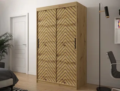 Obrázek produktu pro Úzká šatní skříň 120 cm ORIOT - dub artisan / černá
