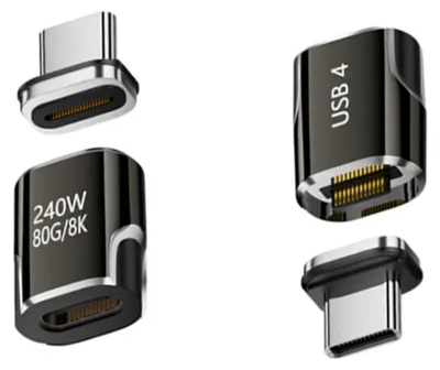 Produktbild von INF Magnetischer USB-C Adapter Aluminium 240W PD 80Gbps 8K für Laptop Pistolenschwarz