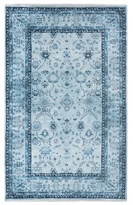 Produktbild von Vintage Boho Teppich Laufer Jeans Blau 120cm x 160cm, Waschbar Anti-Rusch Teppich Super Soft, Moderner Kurzflor Teppich