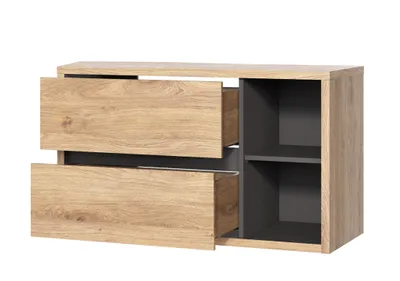 Zdjęcie produktu dla Szafka Łazienkowa Pod Umywalkę 100 Cm 2 Szuflady Dąb Grafit Loft