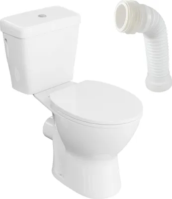 Produktbild von Lavita | WC-Kompakt -Stand-WC - Zeta RIM - spülrandloses - Tiefspüler, Soft-Close, WC-Sitz abnehmbar, waagerechter Abgang, Weiß