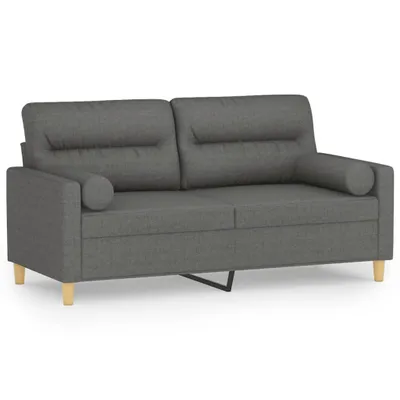Produktbild von vidaXL 2-Sitzer-Sofa mit Zierkissen Dunkelgrau 140 cm Stoff