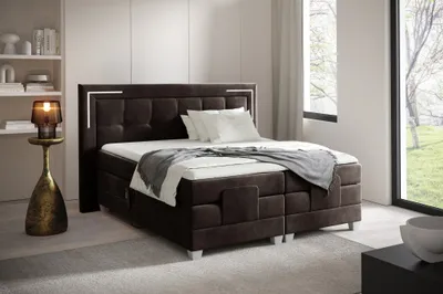 Produktbild von Boxspringbett Elektrisch Bett DORES 160x200cm in Stoff Fresh Dunkelbraun