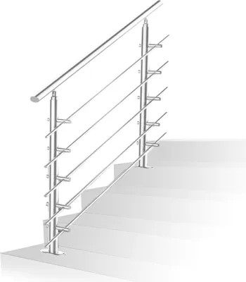 Produktbild von Riossad Edelstahl Handlauf Gelaender Treppengelaender 120 cm mit 5 Querstreben Montagematerial Wandhandlauf Wandhalterung Innen & Aussen