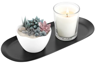 Dekoschale Edelstahl 30x12 cm Schwarz für Schmuck & Kerzen
