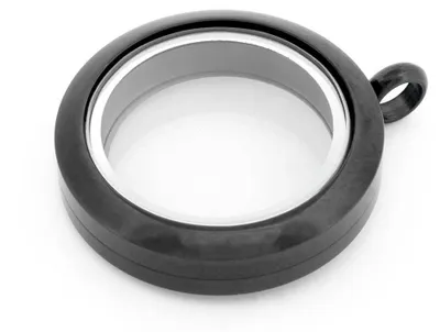 Produktbild von Vintageparts Glasmedaillon Edelstahl Schwarz 25mm